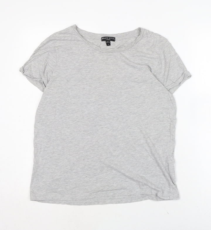 Brave Soul Womens Grey Cotton Basic Polo Size L Boat Neck