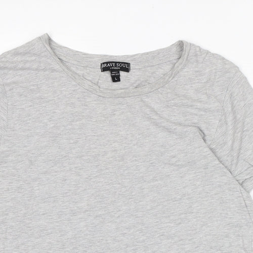 Brave Soul Womens Grey Cotton Basic Polo Size L Boat Neck