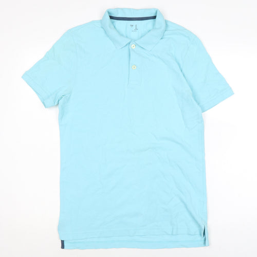 Gap Mens Blue Cotton T-Shirt Size S Collared