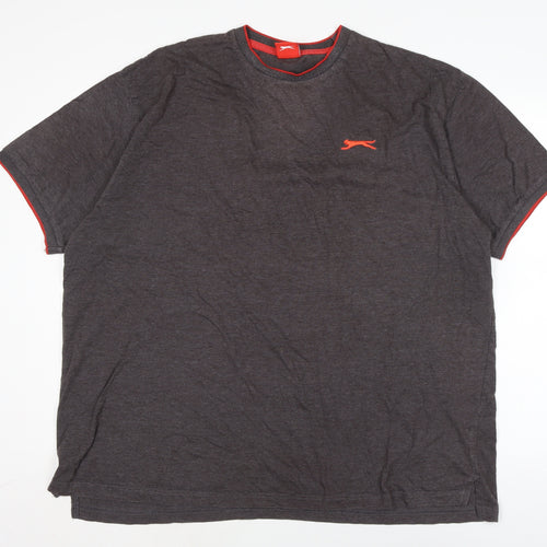 Slazenger Mens Grey Cotton T-Shirt Size 2XL Crew Neck