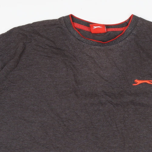 Slazenger Mens Grey Cotton T-Shirt Size 2XL Crew Neck