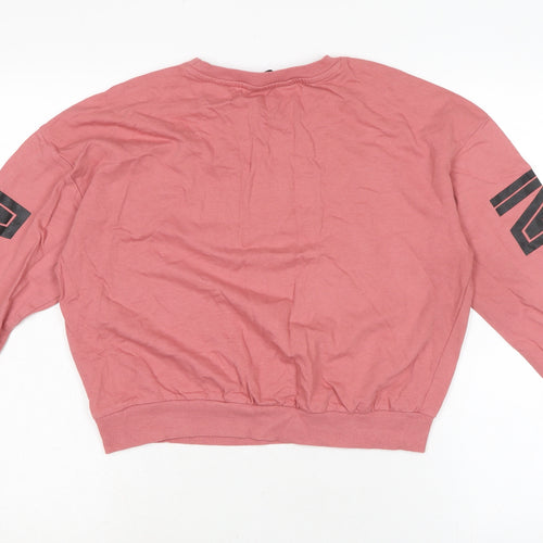 Max Womens Pink Cotton Cropped T-Shirt Size 14 Crew Neck