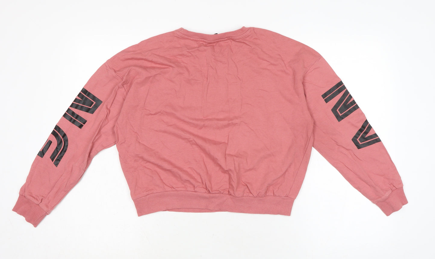 Max Womens Pink Cotton Cropped T-Shirt Size 14 Crew Neck
