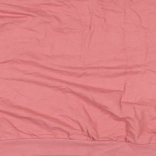 Max Womens Pink Cotton Cropped T-Shirt Size 14 Crew Neck
