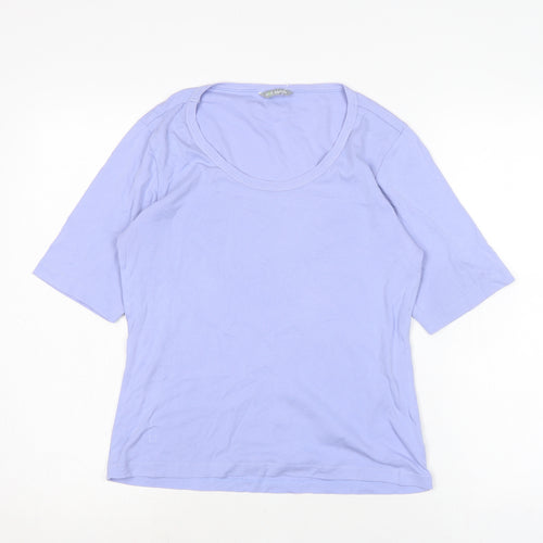 Marks and Spencer Womens Purple Cotton Basic T-Shirt Size 14 Boat Neck