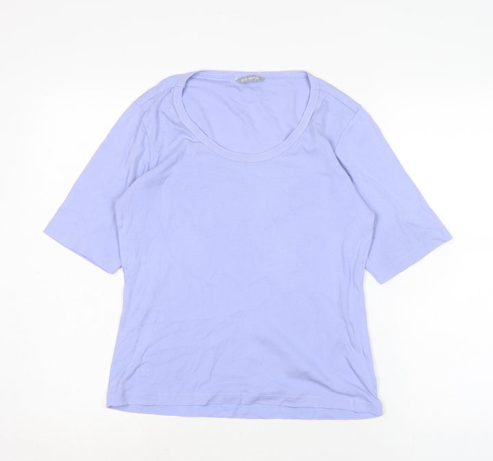 Marks and Spencer Womens Purple Cotton Basic T-Shirt Size 14 Boat Neck