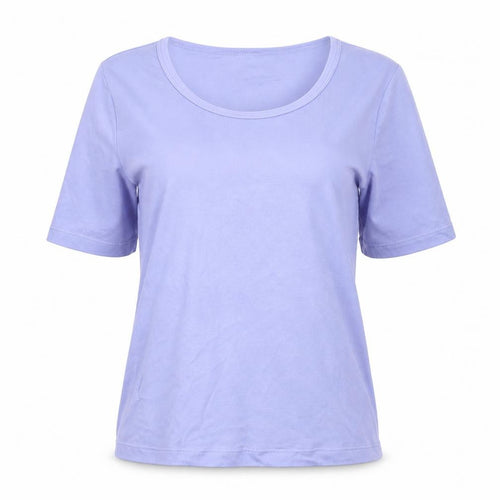 Marks and Spencer Womens Purple Cotton Basic T-Shirt Size 14 Boat Neck