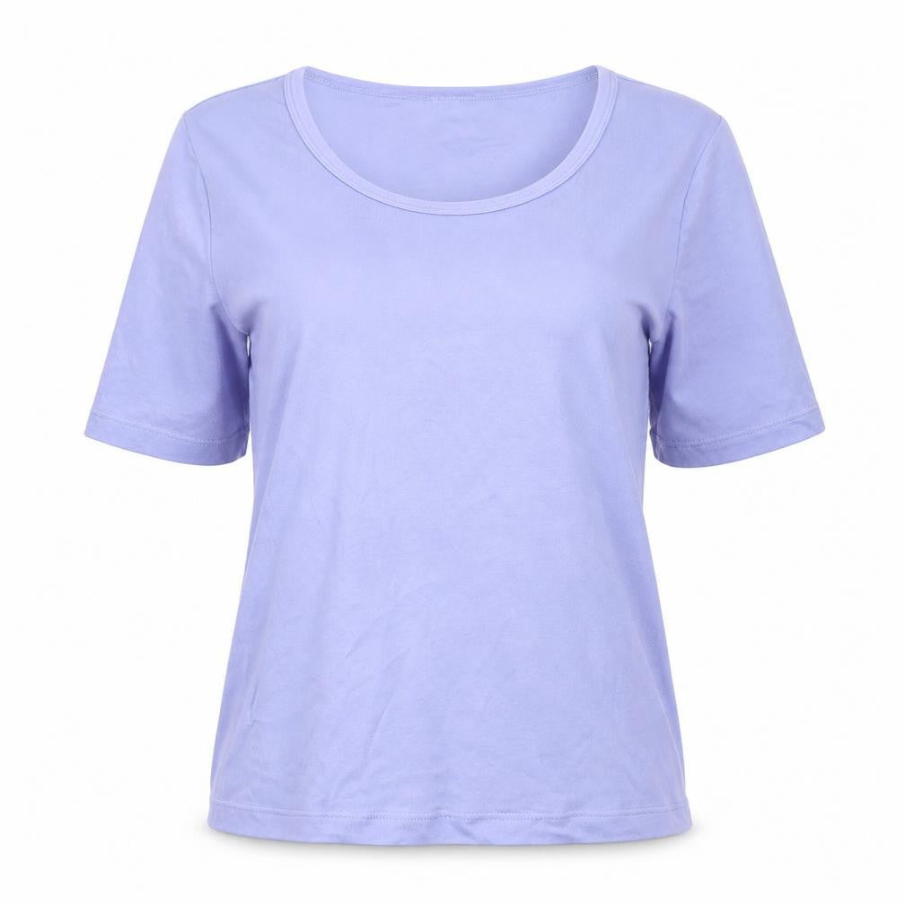 Marks and Spencer Womens Purple Cotton Basic T-Shirt Size 14 Boat Neck