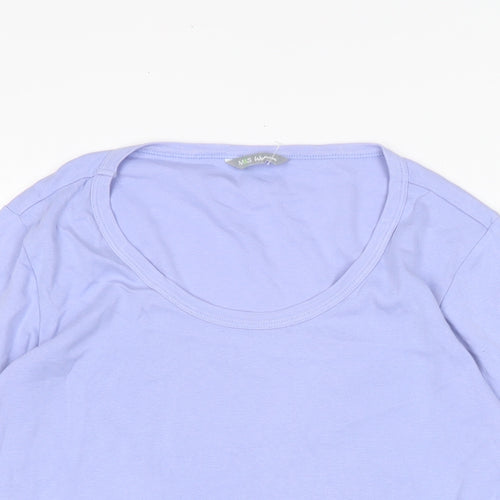 Marks and Spencer Womens Purple Cotton Basic T-Shirt Size 14 Boat Neck
