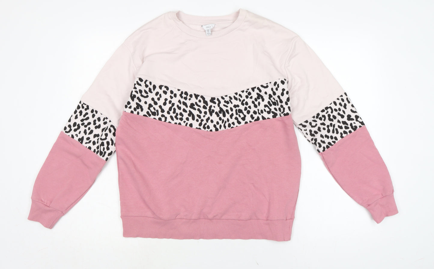 M&Co Womens Pink Cotton Pullover Sweatshirt Size 12