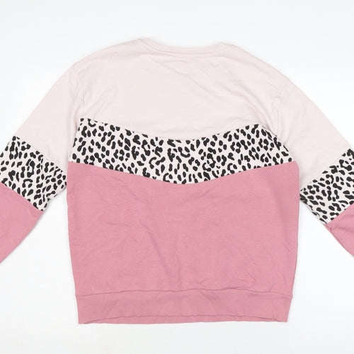 M&Co Womens Pink Cotton Pullover Sweatshirt Size 12