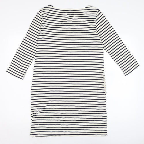 Uniqlo Womens Ivory Cotton Bodycon Size M Boat Neck - Navy and Ivory stripe.