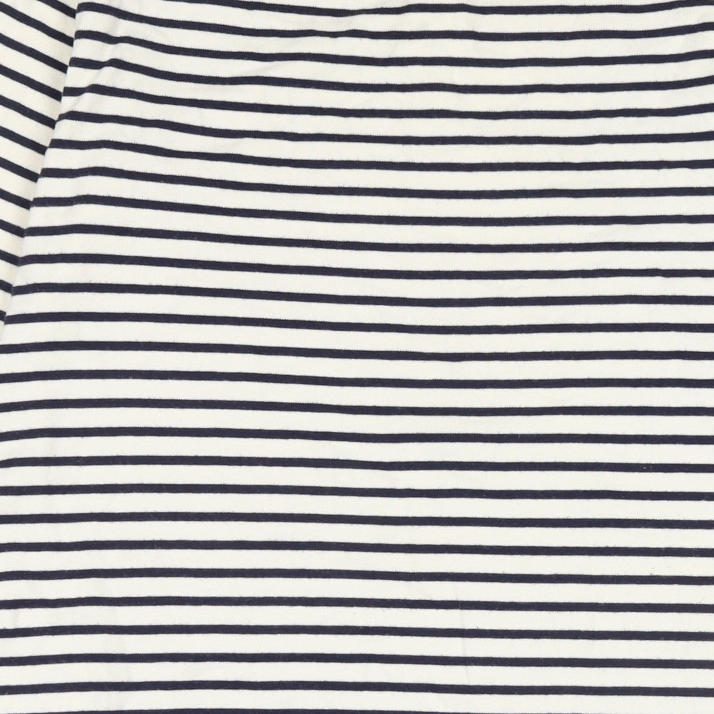 Uniqlo Womens Ivory Cotton Bodycon Size M Boat Neck - Navy and Ivory stripe.