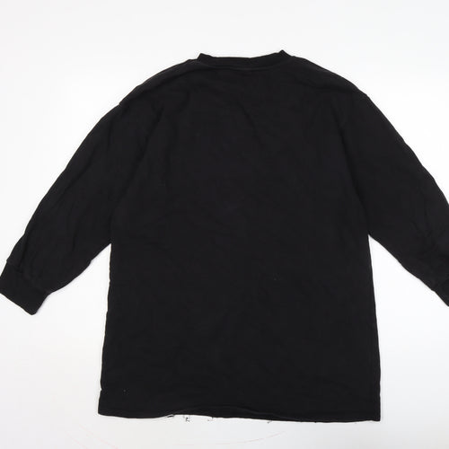 Zara Womens Black Cotton Pullover Sweatshirt Size L