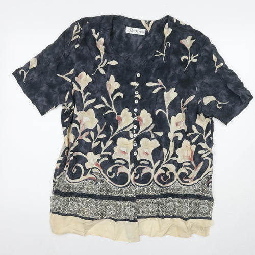Berkertex Womens Multicoloured Floral Cupro Basic Button-Up Size 18 V-Neck