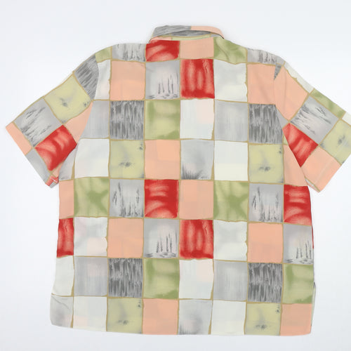C&A Womens Multicoloured Geometric Polyester Basic Button-Up Size 16 Collared