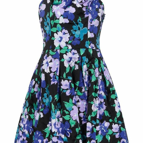 Coast Womens Multicoloured Floral Acetate Fit & Flare Size 10 Square Neck Zip