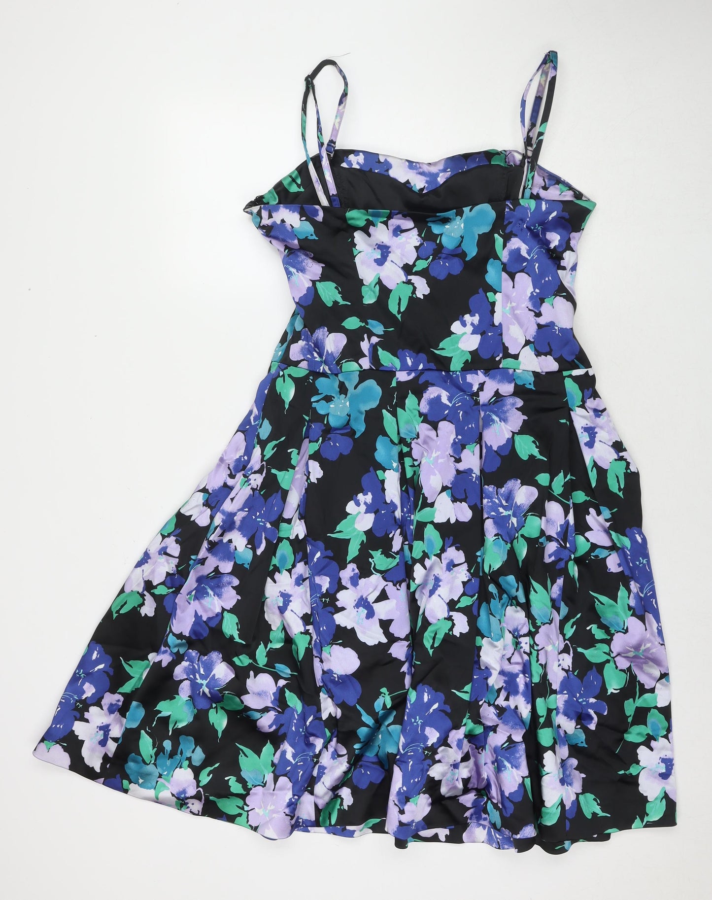 Coast Womens Multicoloured Floral Acetate Fit & Flare Size 10 Square Neck Zip
