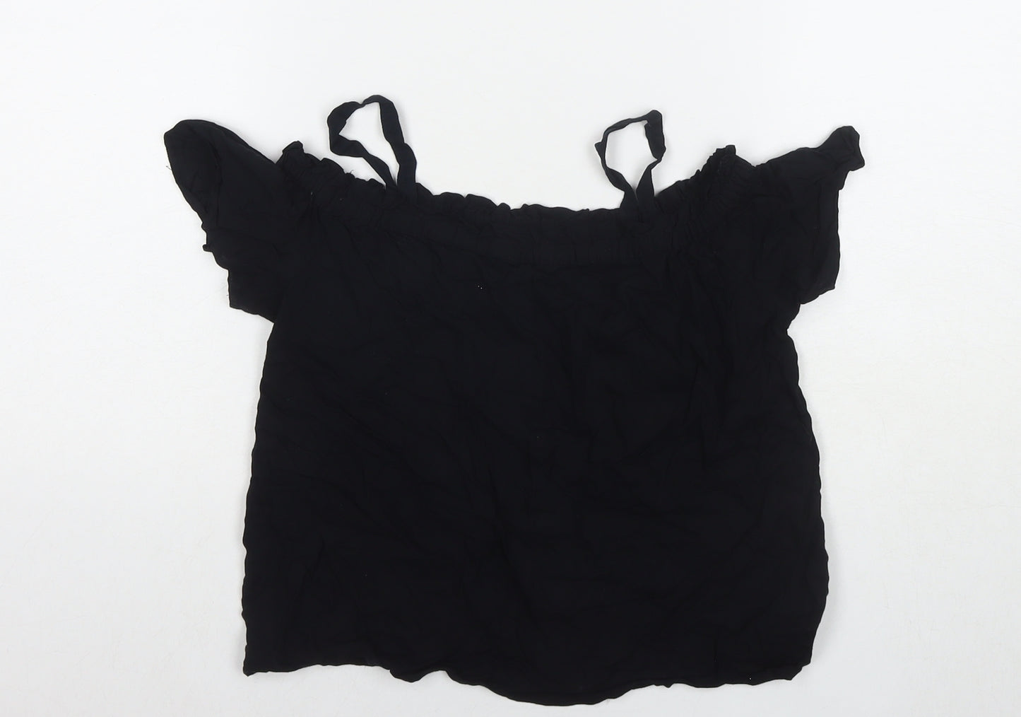 Candy Womens Black Viscose Basic T-Shirt Size 12 Off the Shoulder - Cold Shoulder