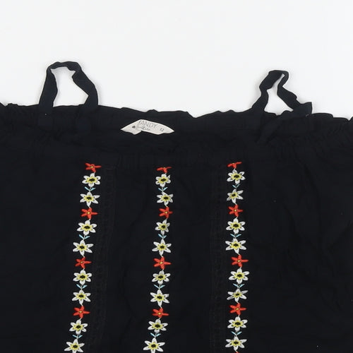 Candy Womens Black Viscose Basic T-Shirt Size 12 Off the Shoulder - Cold Shoulder