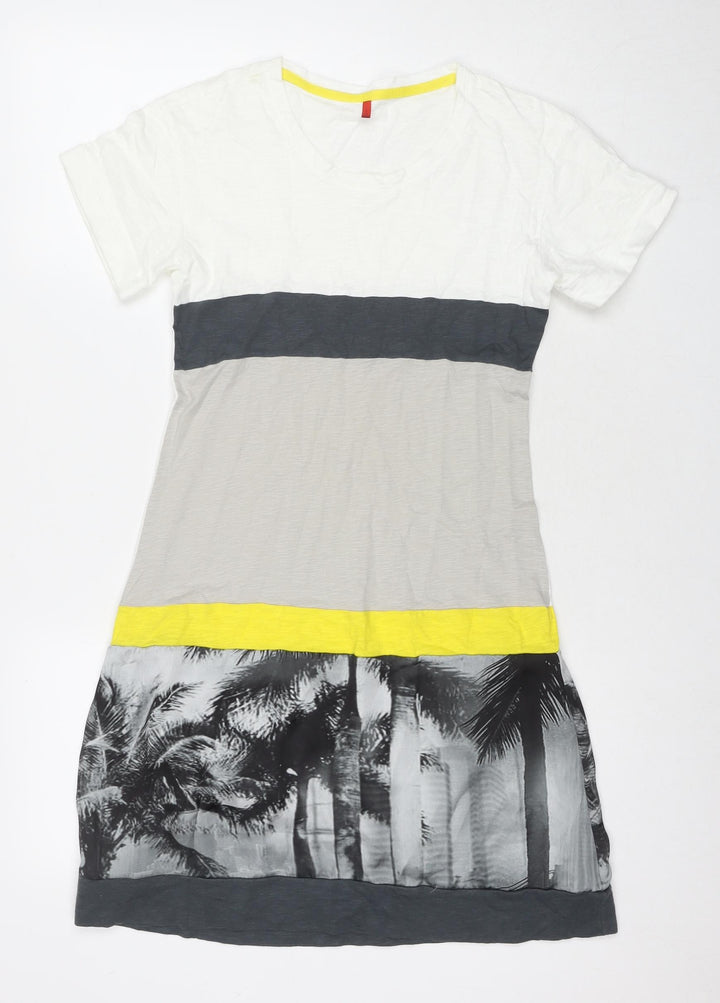 Miss Captain Womens Multicoloured Cotton T-Shirt Dress Size 8 Round Neck Pullover