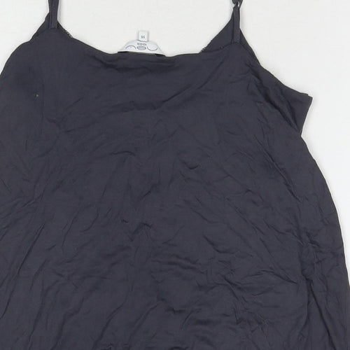 New Look Womens Grey Viscose Basic T-Shirt Size 14 Round Neck