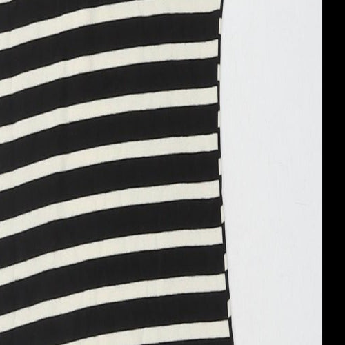 Monteau Womens Black Striped Polyester Bodycon Size S Roll Neck Button