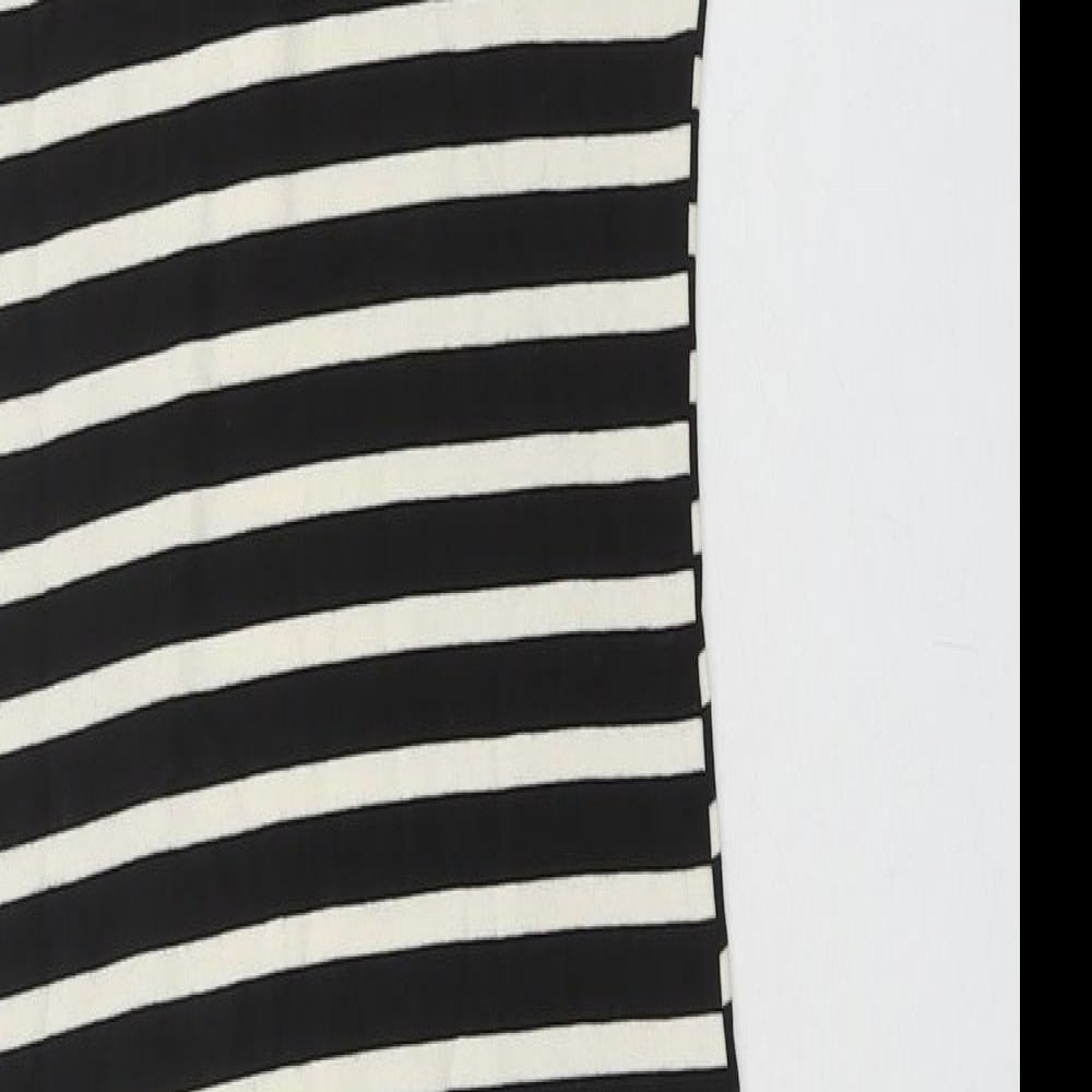 Monteau Womens Black Striped Polyester Bodycon Size S Roll Neck Button
