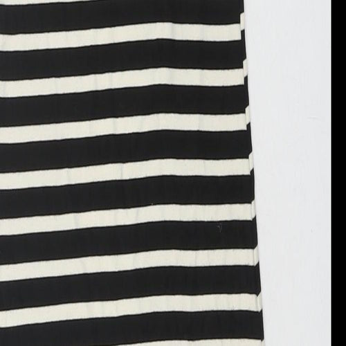 Monteau Womens Black Striped Polyester Bodycon Size S Roll Neck Button
