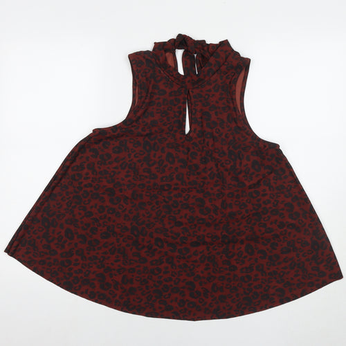 NEXT Womens Brown Animal Print Polyester Basic Tank Size M Round Neck - Leopard Print
