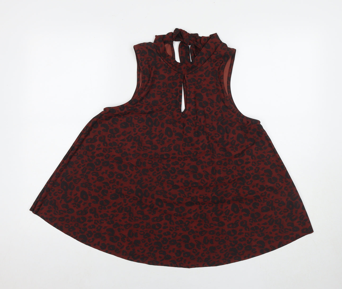 NEXT Womens Brown Animal Print Polyester Basic Tank Size M Round Neck - Leopard Print