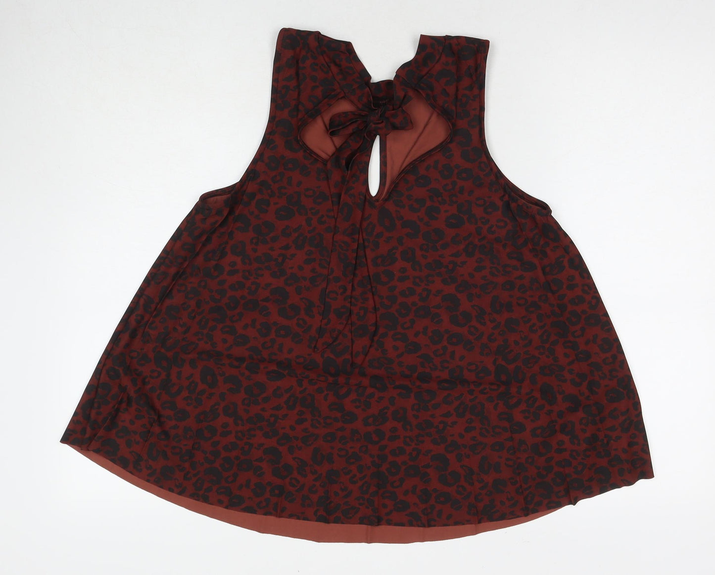 NEXT Womens Brown Animal Print Polyester Basic Tank Size M Round Neck - Leopard Print
