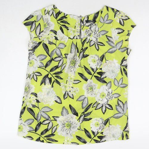 Wallis Womens Green Floral Polyester Basic Tank Size 12 Round Neck