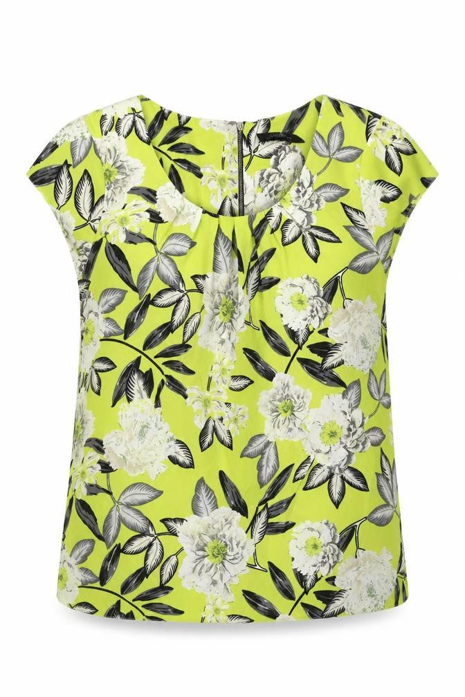 Wallis Womens Green Floral Polyester Basic Tank Size 12 Round Neck