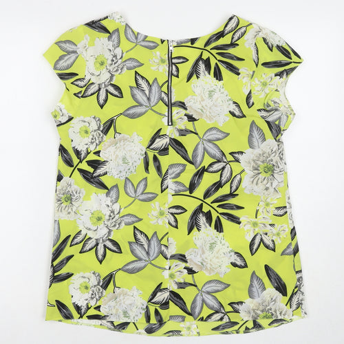 Wallis Womens Green Floral Polyester Basic Tank Size 12 Round Neck