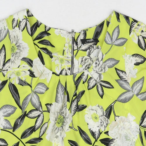 Wallis Womens Green Floral Polyester Basic Tank Size 12 Round Neck