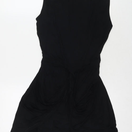 Poolgirl Womens Black Viscose T-Shirt Dress Size XS Round Neck Pullover - Cut Out Detail
