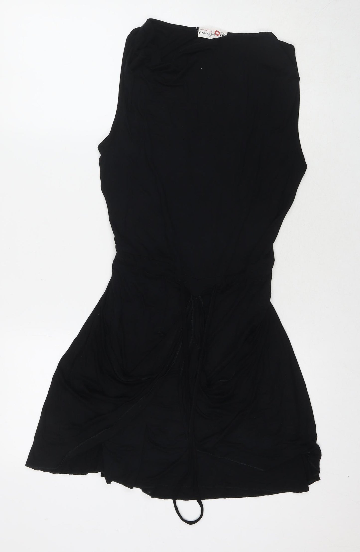 Poolgirl Womens Black Viscose T-Shirt Dress Size XS Round Neck Pullover - Cut Out Detail