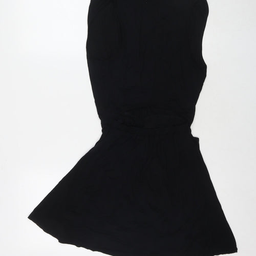 Poolgirl Womens Black Viscose T-Shirt Dress Size XS Round Neck Pullover - Cut Out Detail