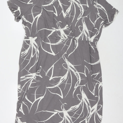 Eastex Womens Grey Geometric Rayon A-Line Size 20 V-Neck Pullover
