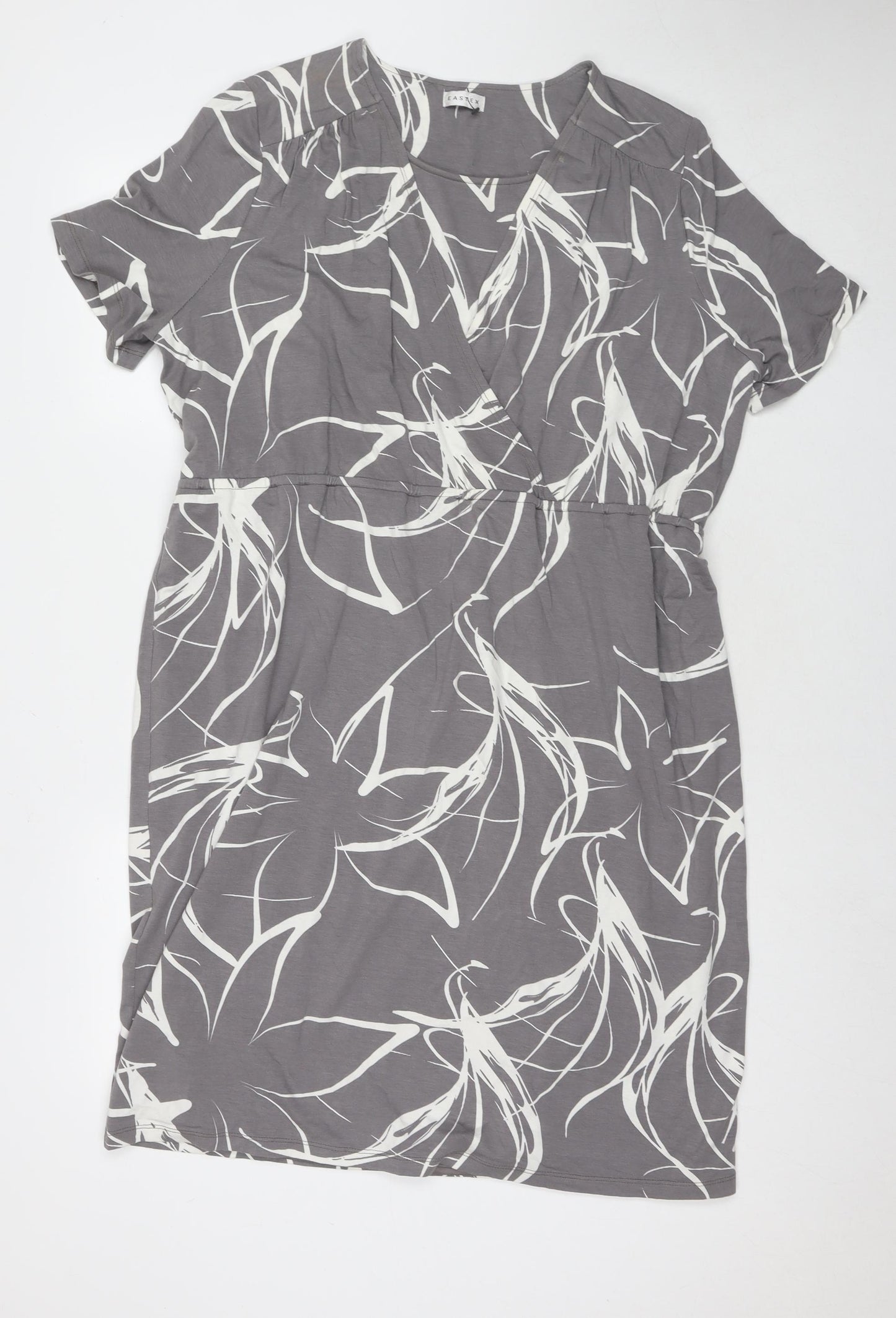 Eastex Womens Grey Geometric Rayon A-Line Size 20 V-Neck Pullover
