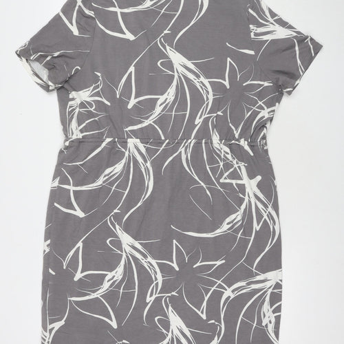 Eastex Womens Grey Geometric Rayon A-Line Size 20 V-Neck Pullover