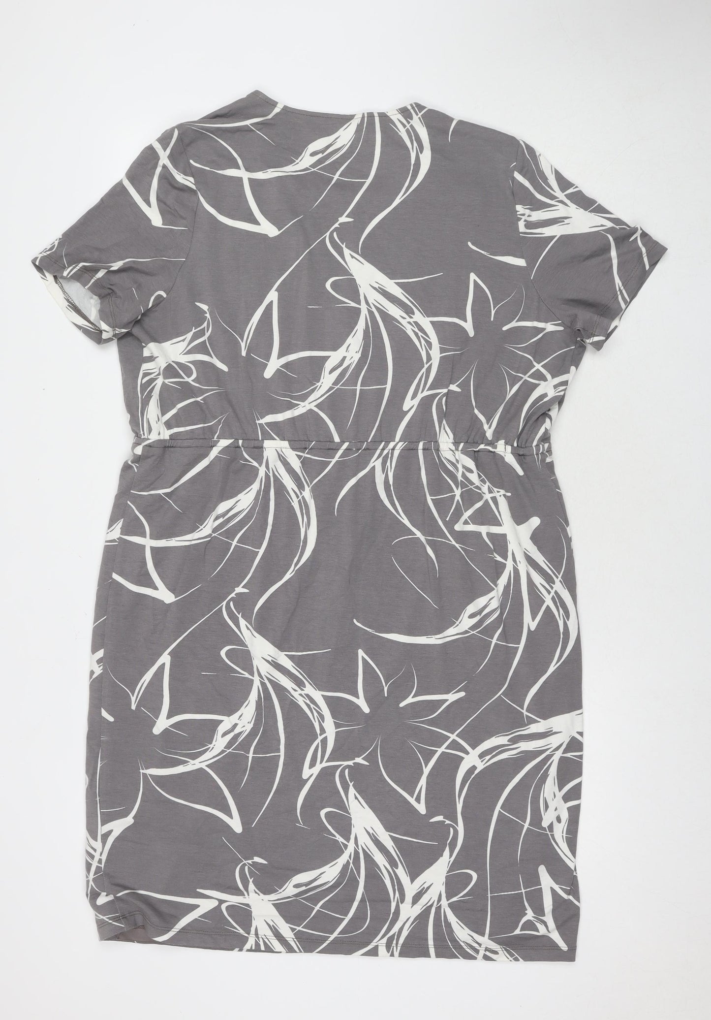 Eastex Womens Grey Geometric Rayon A-Line Size 20 V-Neck Pullover
