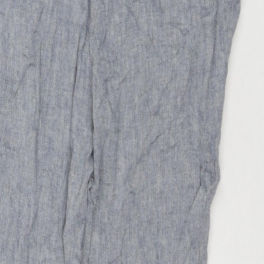 NEXT Womens Blue Linen Trousers Size 14 L24 in Regular Zip