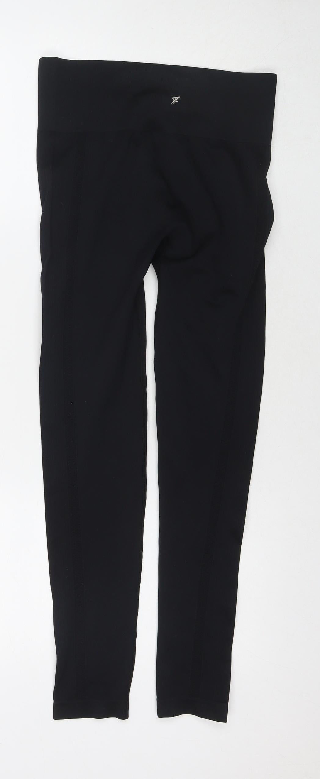 Workout Womens Black Polyester Compression Leggings Size 10 L26 in Regular Pullover - Size 10-12