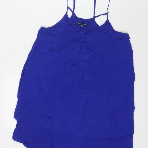 Warehouse Womens Blue Viscose Basic Tank Size 10 V-Neck