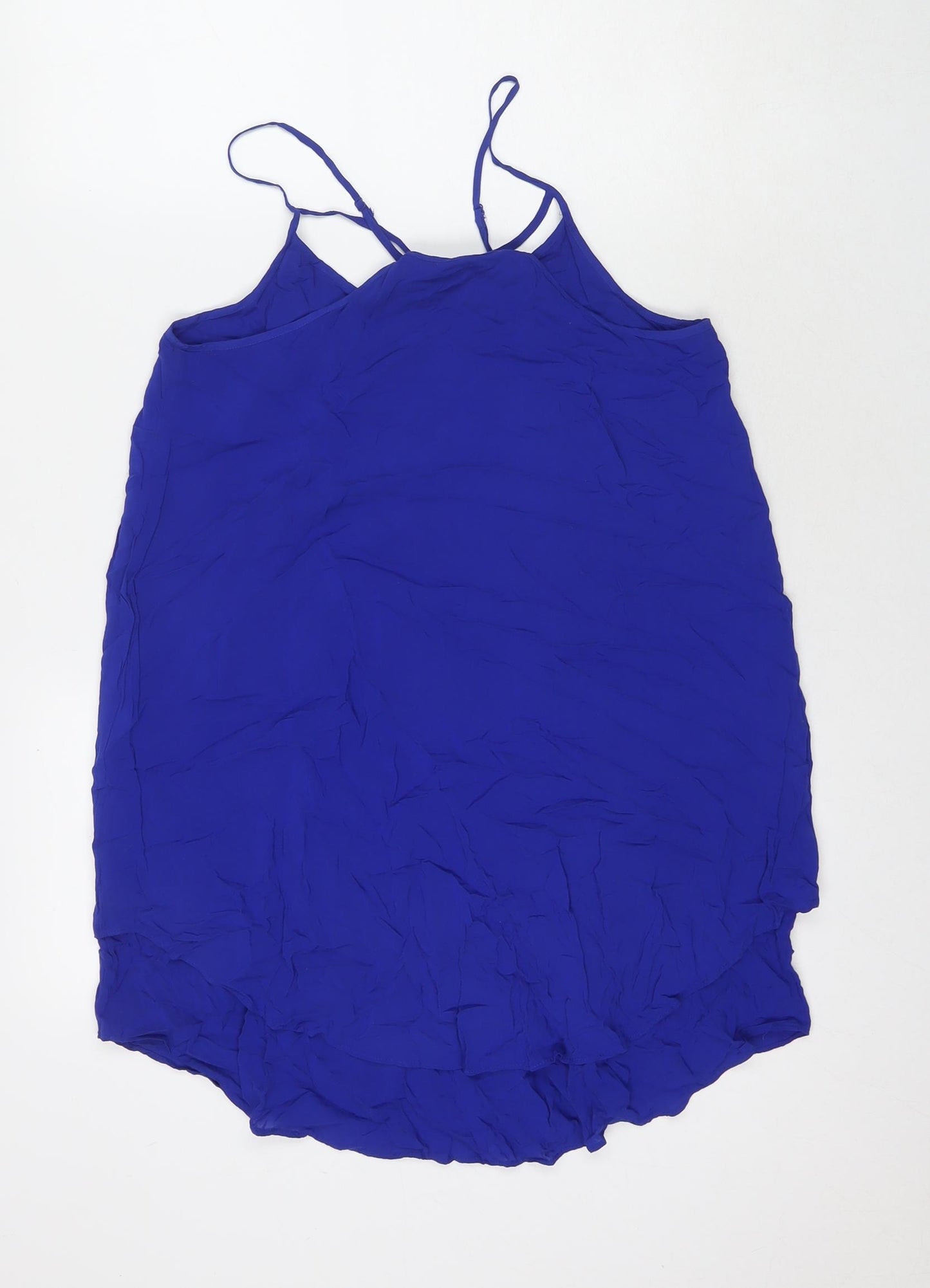 Warehouse Womens Blue Viscose Basic Tank Size 10 V-Neck