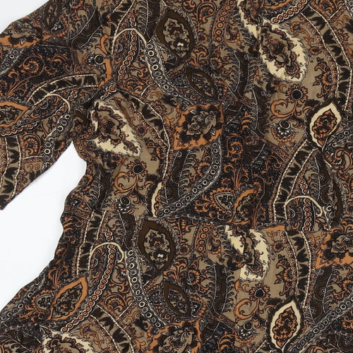 Glamorous Womens Brown Paisley Rayon A-Line Size M Round Neck Pullover