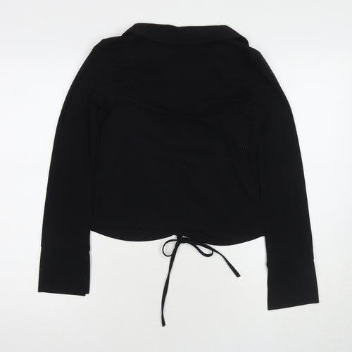 Zara Womens Black Polyester Basic Blouse Size S Collared