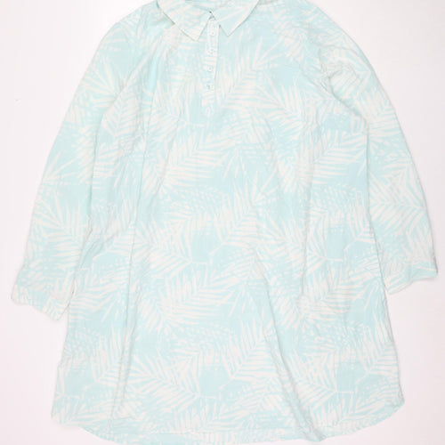 D&Co. Womens Blue Floral Polyester Shirt Dress Size 3XL Collared Pullover - Beach Cover-Up